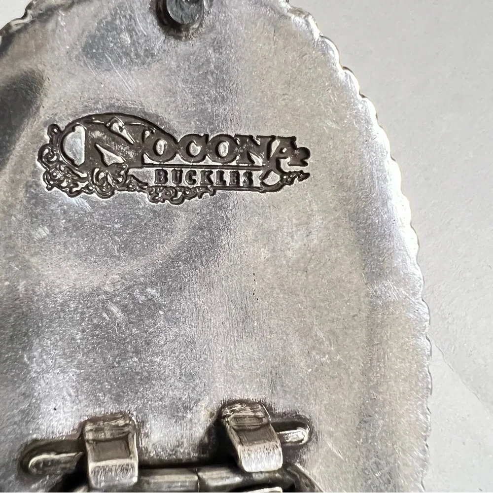 Nocona Boys Aces Buckle Western Dark Brown Belt Ornate Silver Buckle Ostrich